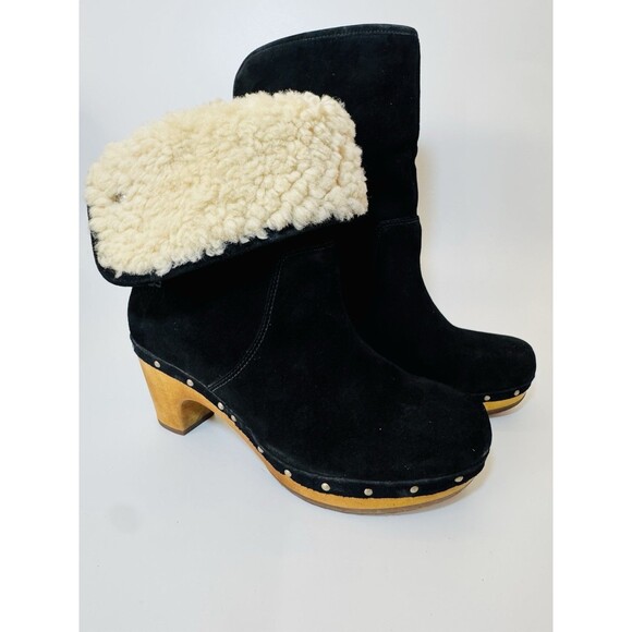 UGG Australia Lynnea Sheepskin Winter Boots Womens Size 6 Black SUEDE - Picture 7 of 16
